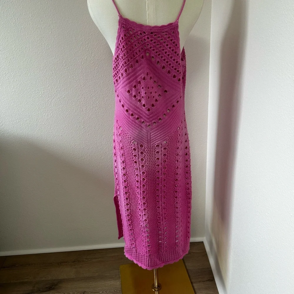 Aerie Bright Pink Crochet Cover-up Dress - Picture 4 of 5